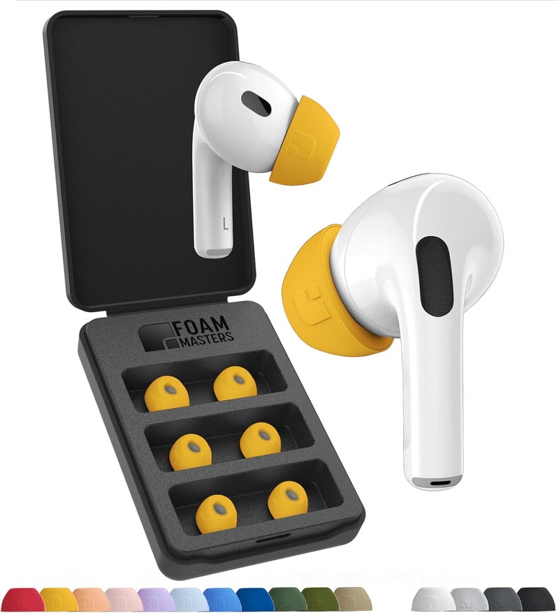 AutoLine Pro Foam Masters Ultra-Premium Memory Foam Ear Tips for AirPods Pro 1st & 2nd Gen | 3 Pairs | New Ver. | Secure Fit | Super Comfort | Better Noise Cancel | Replacement Buds (Large, Orange) - Image 1