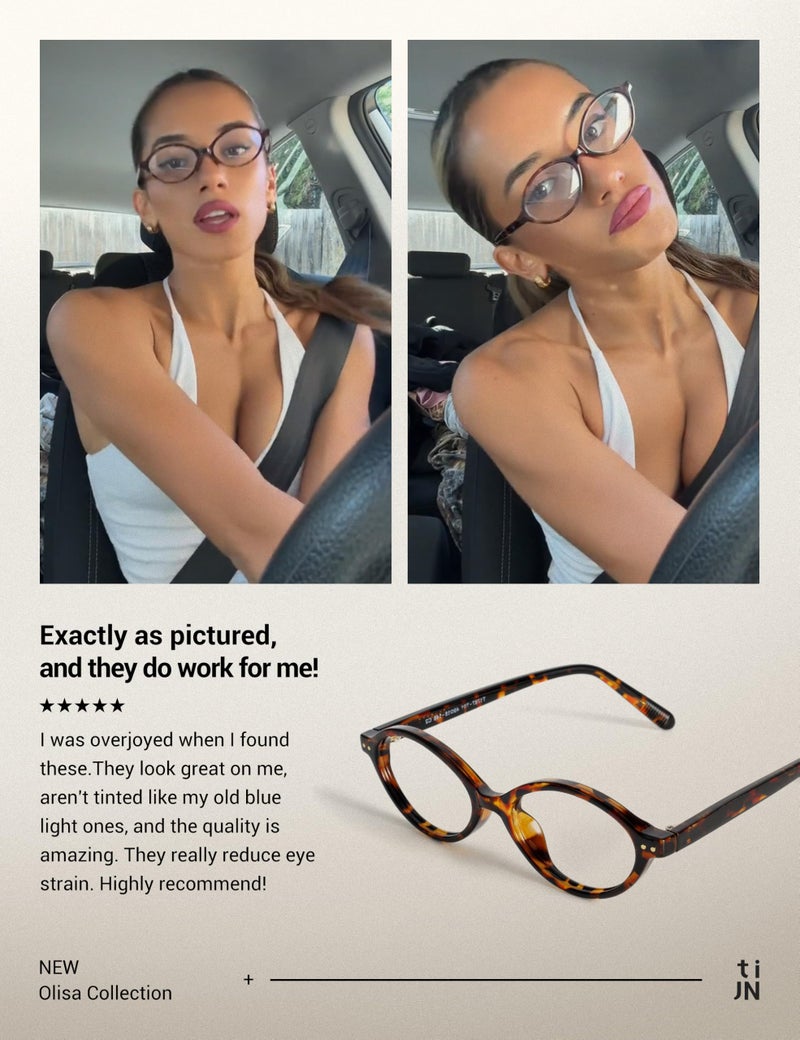 TIJN Olisa Blue Light Blocking Glasses for Women Men,Oval Small Frame Bluelight Glasses for Gaming/Computer/Screen,Tortoise - Image 2