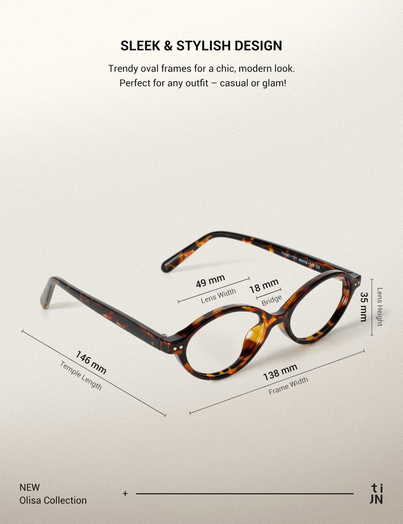 TIJN Olisa Blue Light Blocking Glasses for Women Men,Oval Small Frame Bluelight Glasses for Gaming/Computer/Screen,Tortoise - Image 4