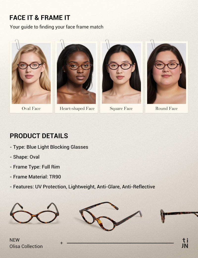 TIJN Olisa Blue Light Blocking Glasses for Women Men,Oval Small Frame Bluelight Glasses for Gaming/Computer/Screen,Tortoise - Image 5