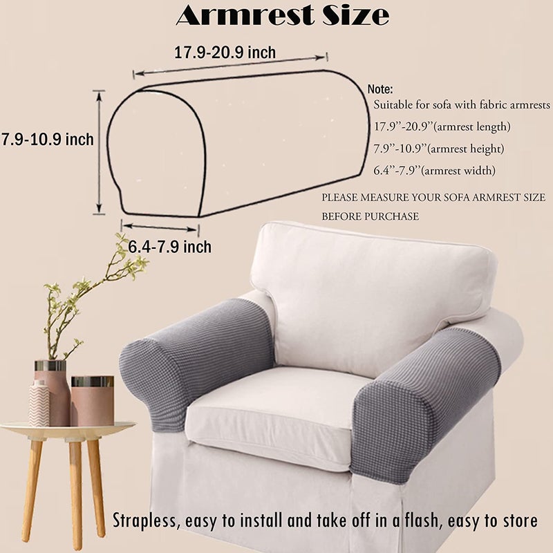 ESRISE Sofa Arm Chair Covers, Couch Armrest Armchair Covers, Stretch Anti-Slip Recliner Slipcovers Furniture Protector, Set of 2 (Navy Blue) - Image 2
