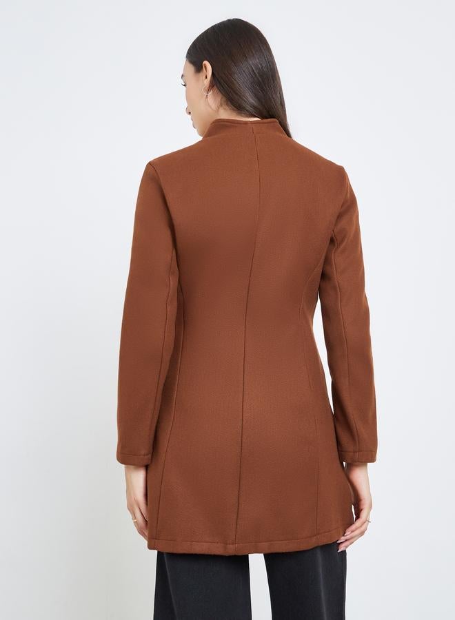Take Two Women Brown Fitted Long Sleeve Jacket - Image 5