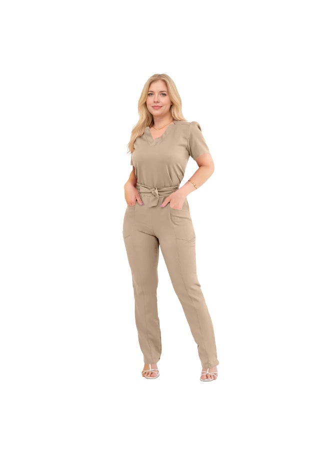 NIBEMINENT Short Sleeve Straight Pants Hospital Work Clothes Beauty Salon Women's Nurse Suit Hand Washing Clothes - Image 2