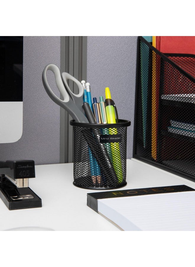 Mind Reader Pen And Accessories Holder, Desktop Organizer, Office, Metal Mesh, 3.5" L X 3.5" W X 3.75" H, Set Of 3, Black  - Image 2