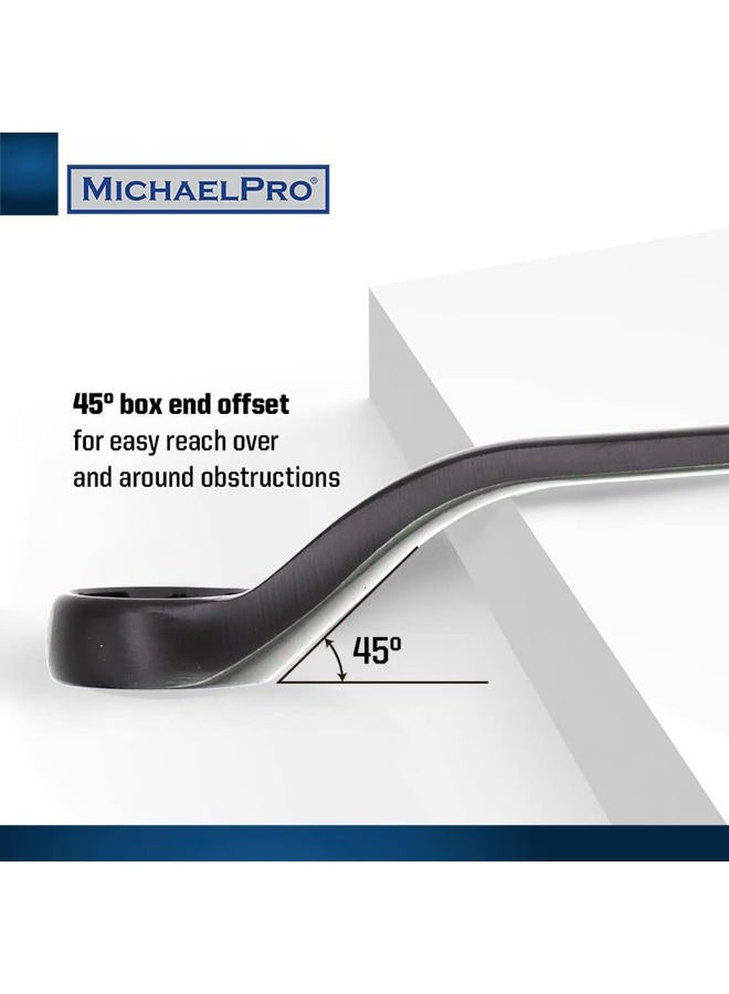 MichaelPro MP001217 7Pc Black Oxide Bolt Extractor Offset Wrench Set (Metric) | 6-Point Rounded Box End Nut & Bolt Remover | Rounded, Stripped, Thin Bolt & Nut Remover - Image 4