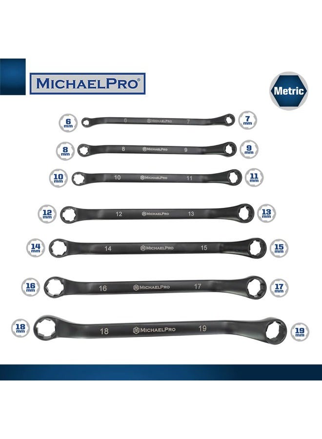 MichaelPro MP001217 7Pc Black Oxide Bolt Extractor Offset Wrench Set (Metric) | 6-Point Rounded Box End Nut & Bolt Remover | Rounded, Stripped, Thin Bolt & Nut Remover - Image 3