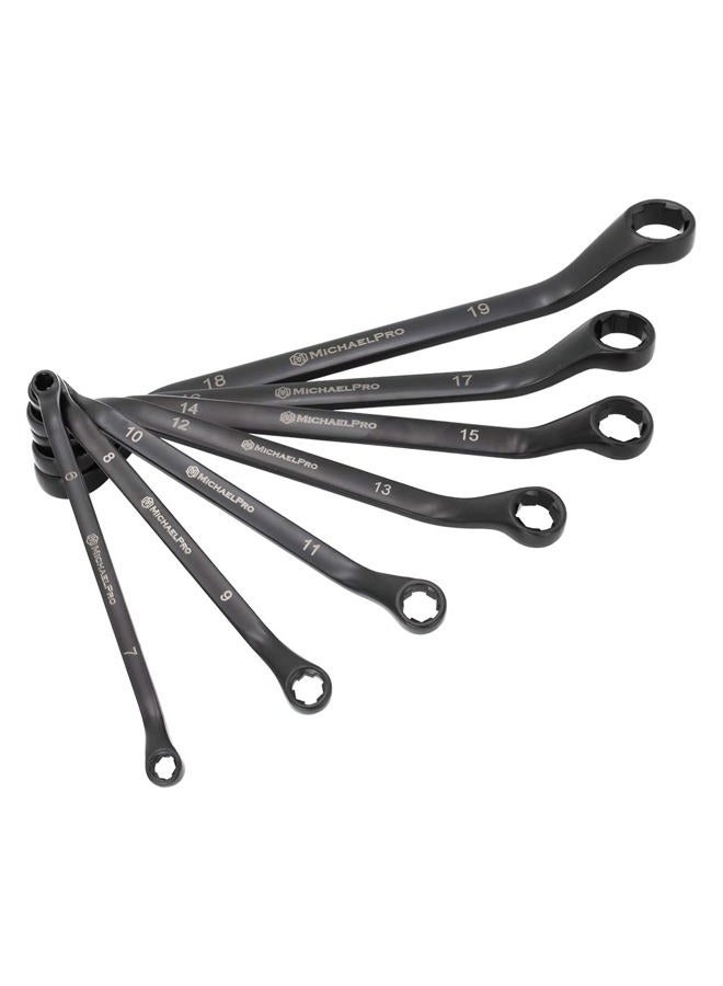 MichaelPro MP001217 7Pc Black Oxide Bolt Extractor Offset Wrench Set (Metric) | 6-Point Rounded Box End Nut & Bolt Remover | Rounded, Stripped, Thin Bolt & Nut Remover - Image 1