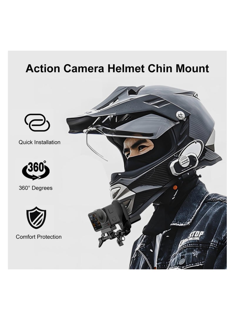 SYOSI Motorcycle Helmet Chin Clamp Mount, Universal Clamp Mount for Action Cameras, Head View Holder Attach for GoPro Hero 12, 11, 10/DJI Osmo Action 4/Insta360 X3/AKASO/SJCAM and Other Action Cameras - Image 2