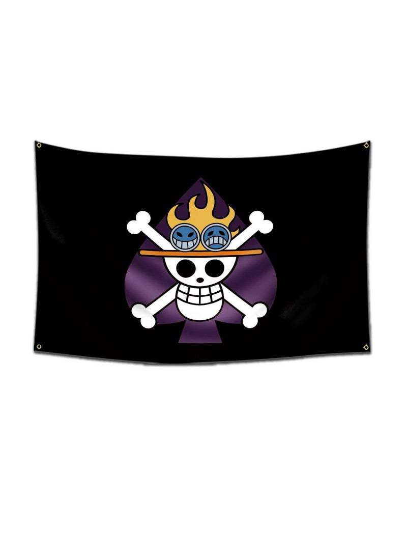 General 1-Pieces Polyester Flag ONE PIECE Cartoon Flag Design Cosplay Pirate Flag Straw Hat Luffy Print Room Decor with Corners Buckle 60*90cm Black-A6  - Image 1