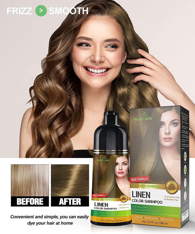 Herbishh Combo Pack - 2Pcs Linen Hair Color Shampoo for Gray Hair 500 ml + 1Pc Argan Intense Hair Mask 150 ml - Image 4