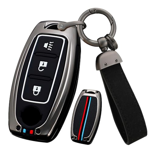 ontto 3 buttons Key Fob Skin Fit for Nissan Altima Rogue Sentra Pathfinder Frontier Maxima Car Key Cover Metal Key Protector Silicone Smart Remote Key Holder Black - Image 1
