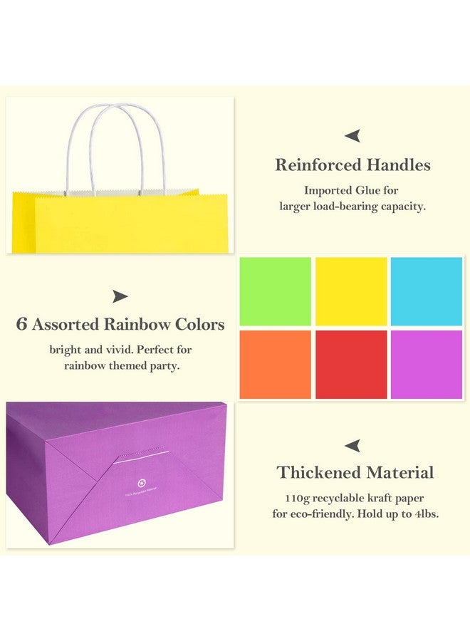 BagDream 24Pcs Small Party Favor Paper Gift Bags With Handles 6 Assorted Rainbow Colors Party Bags Kraft Paper Bags For Wedding Brithday Parties 5.25X3.75X8 - Image 2