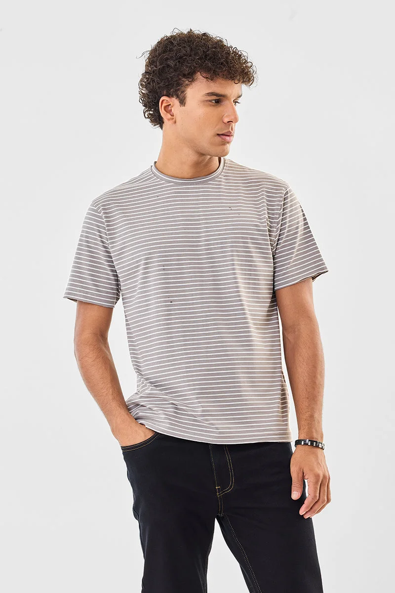SNITCH Stripes Stretch Slim Fit T-Shirt