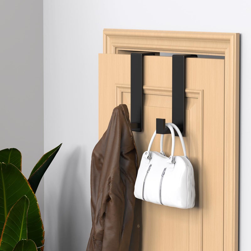 WUIVIUT 2 Pack Heavy Duty Single Over The Door Hooks L-Shaped Bedroom Door, Jacket Hanger Hook, 1.77 inch Wide Over The Door Hook, Strong Holder for Coats(L Shape 2 Pack, Fits 1-3/4'' Thick) - Image 3