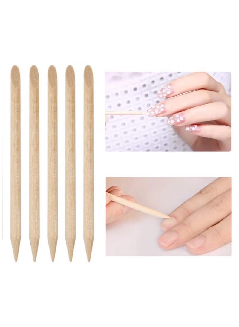 KHAJUL 100 PCS Orange Wooden Sticks, Double-End Wood Cuticle Pusher Nail Art Manicure Pedicure Tools (Orange ) - Image 3