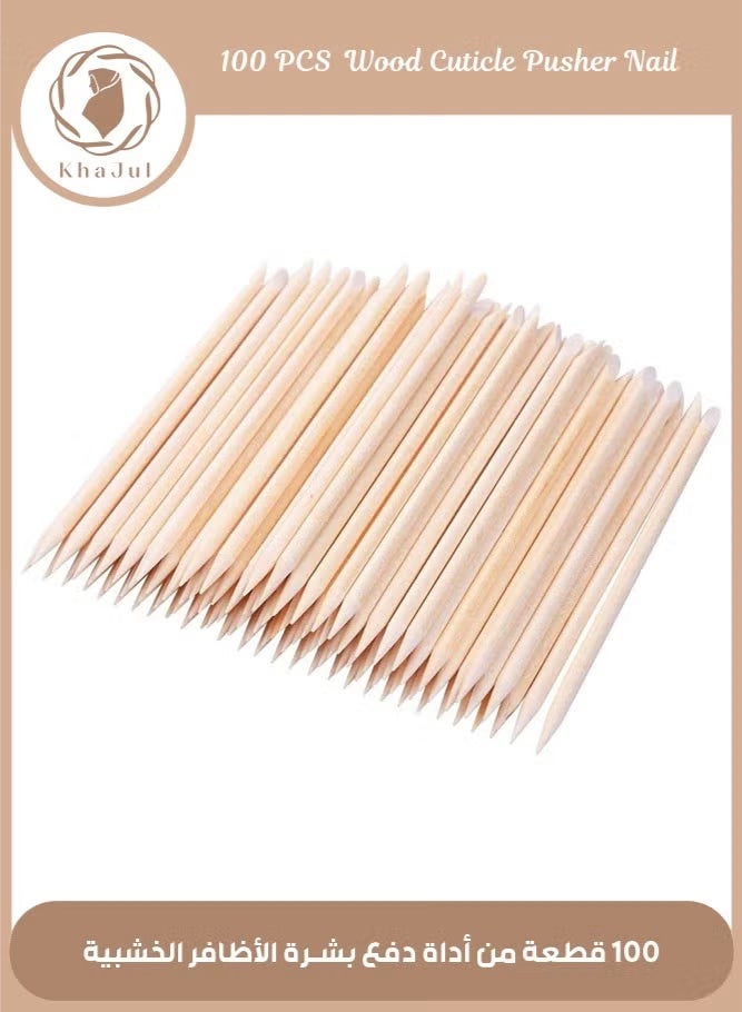 KHAJUL 100 PCS Orange Wooden Sticks, Double-End Wood Cuticle Pusher Nail Art Manicure Pedicure Tools (Orange ) - Image 1