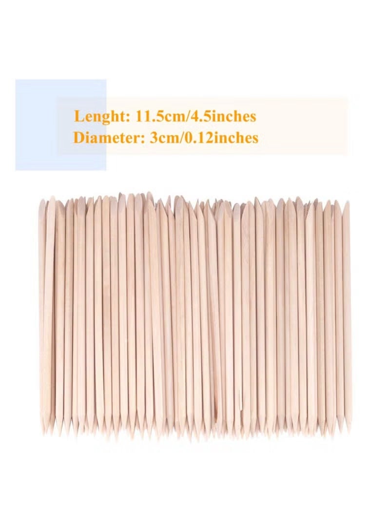 KHAJUL 100 PCS Orange Wooden Sticks, Double-End Wood Cuticle Pusher Nail Art Manicure Pedicure Tools (Orange ) - Image 5