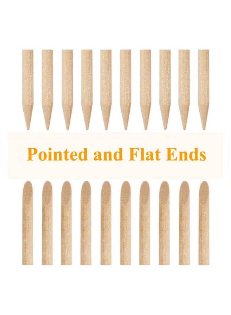 KHAJUL 100 PCS Orange Wooden Sticks, Double-End Wood Cuticle Pusher Nail Art Manicure Pedicure Tools (Orange ) - Image 2