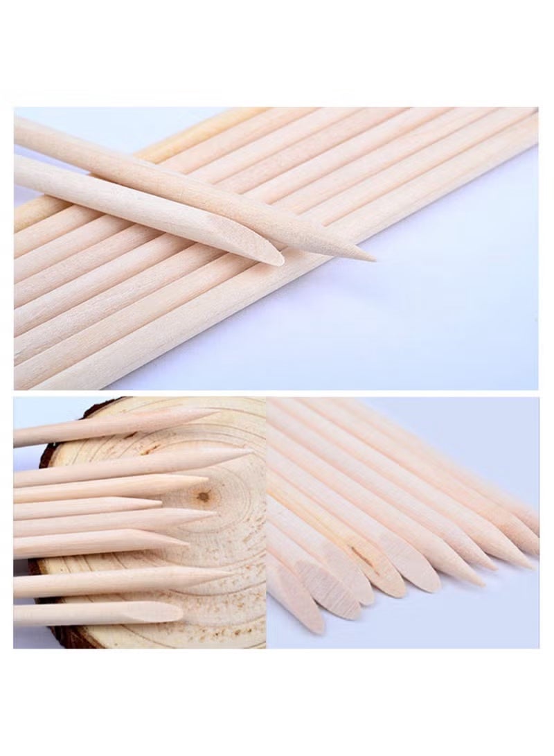 KHAJUL 100 PCS Orange Wooden Sticks, Double-End Wood Cuticle Pusher Nail Art Manicure Pedicure Tools (Orange ) - Image 4
