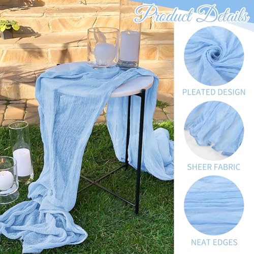 Beautane 10 Pack Light Blue Cheesecloth Table Runner 17x108 Inch Boho Gauze Cheese Cloth Table Runners for Wedding Party Baby Shower Birthday Home Decor - Image 3