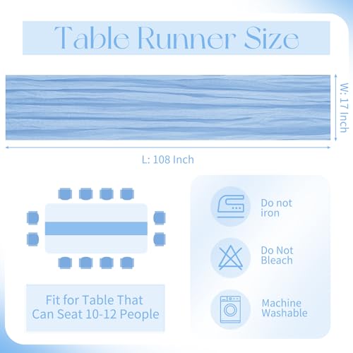 Beautane 10 Pack Light Blue Cheesecloth Table Runner 17x108 Inch Boho Gauze Cheese Cloth Table Runners for Wedding Party Baby Shower Birthday Home Decor - Image 2