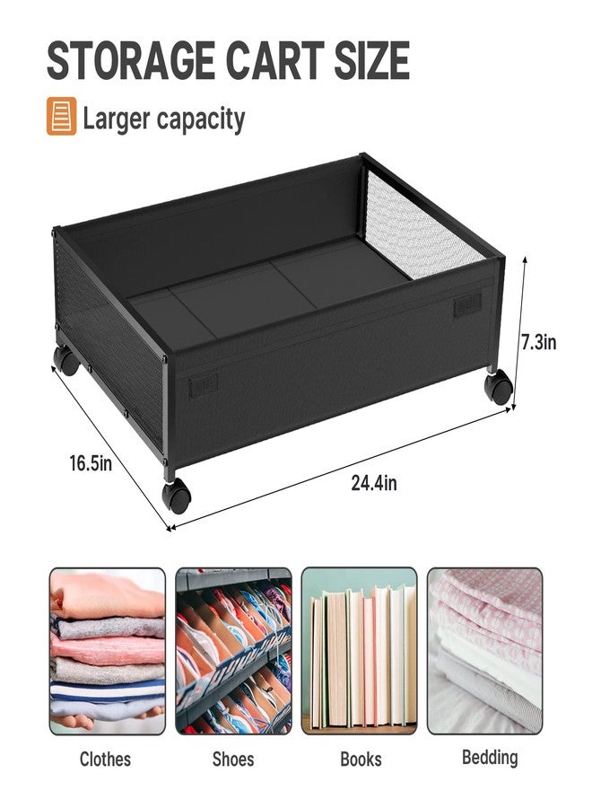 Smart Saver Under Bed Storage Organiser container box with Wheels - Large Space-saving Under Bed Drawer Shoe Storage Organizer on Wheels for Clothes (2 Pack, Black) - Image 5