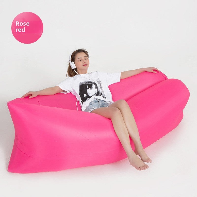 New Portable Inflatable Lounger Air Sofa for Outdoor Rose Red 