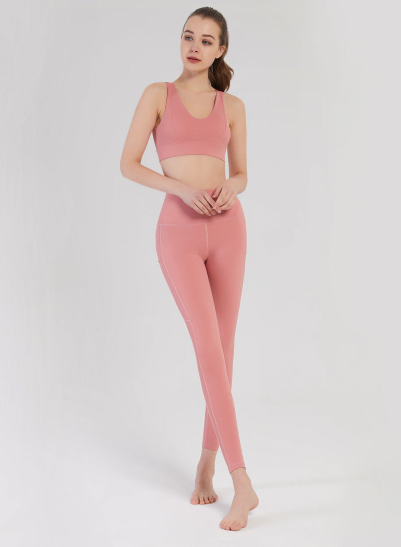 Loquat Women Quick Dry Breathable Yoga Leggings Pink  - Image 1