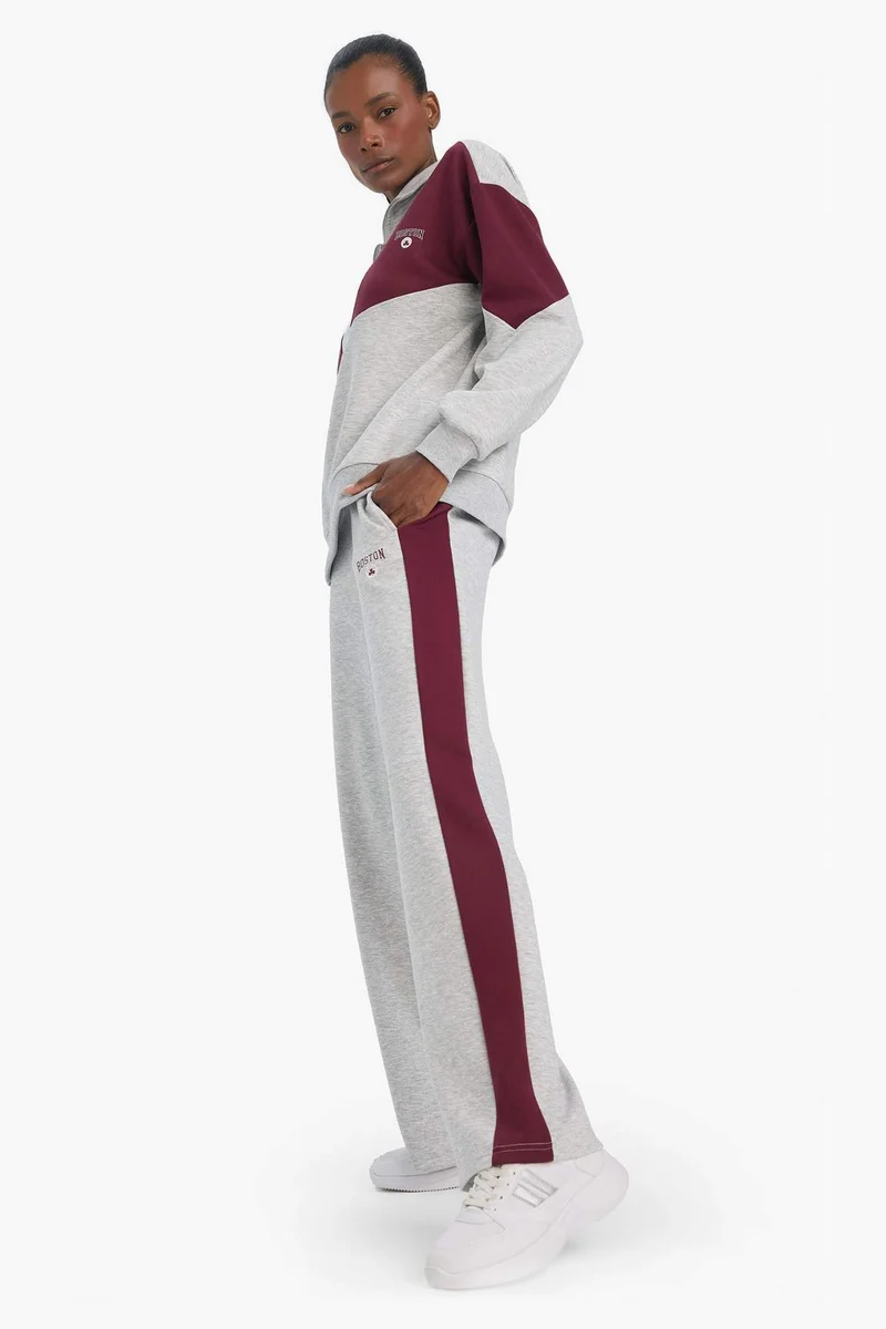 ديفاكتو DeFactoFit NBA Boston Celtics Wide Leg Standard Fit Scuba Fabric Sweatpants