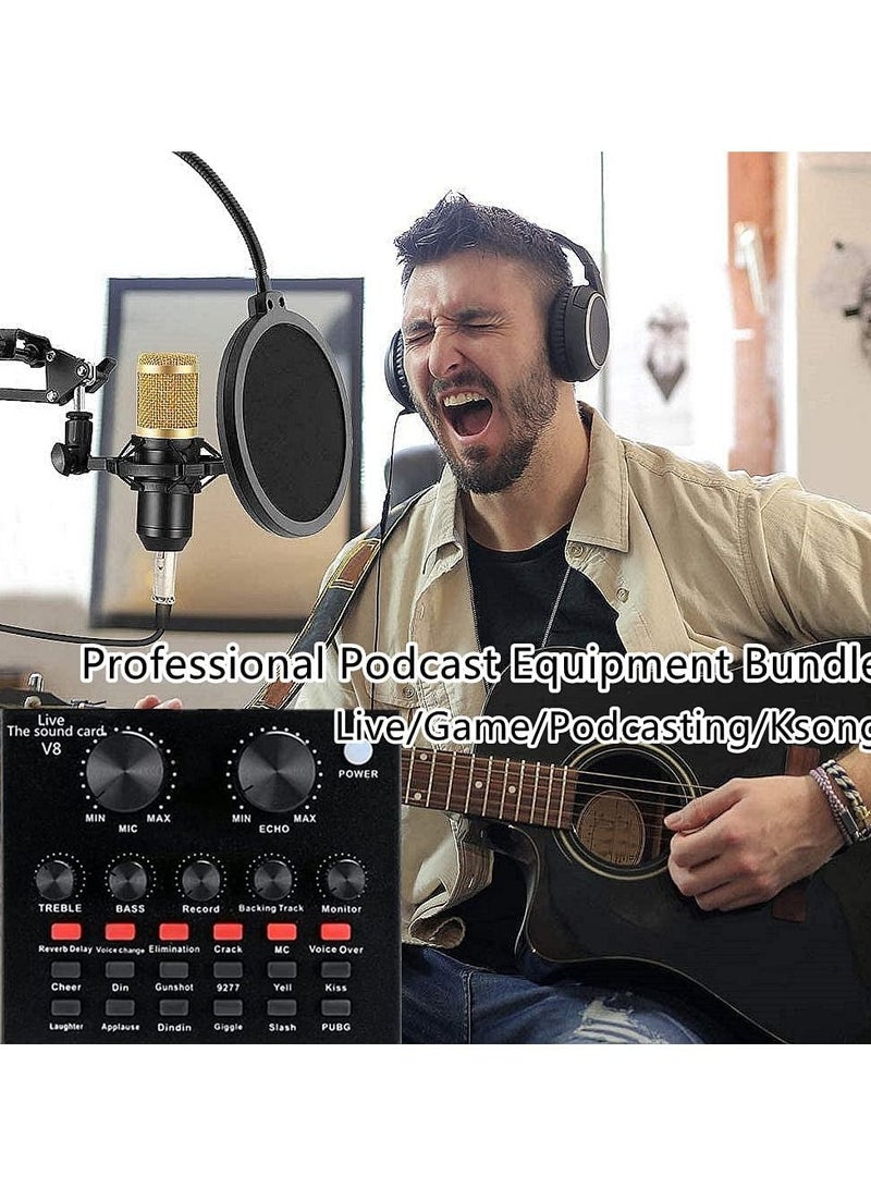 Condenser Microphone BundleMic Kit with Live Sound Card, Adjustable Mic Suspension Scissor Arm - Image 2