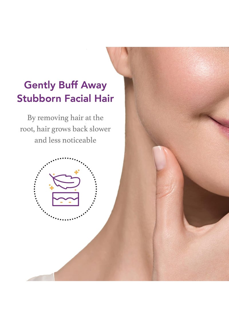 Hair off - Facial Buffer - Painless & Chemical Free Facial Hair Remover & Gentle Face Exfoliator - Hair Eraser to Slow Regrowth on Chin, Lip & Cheeks (3 Buffers Per Box, Pack of 1) - Image 1