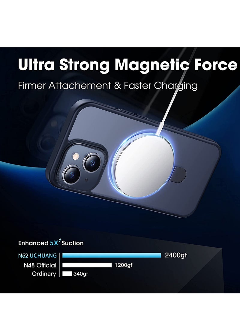 iPhone 14 Plus Case with Magnetic Invisible Stand Cover Shockproof and Anti-Yellow Slim Thin Translucent Matte Protective Magsafe Case for Apple iPhone 14 Plus 6.7 inch - Black