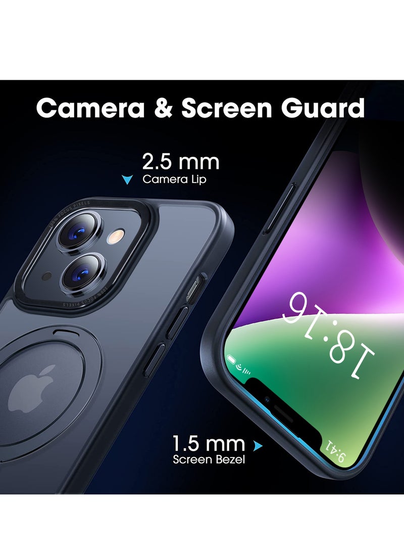 iPhone 14 Plus Case with Magnetic Invisible Stand Cover Shockproof and Anti-Yellow Slim Thin Translucent Matte Protective Magsafe Case for Apple iPhone 14 Plus 6.7 inch - Black