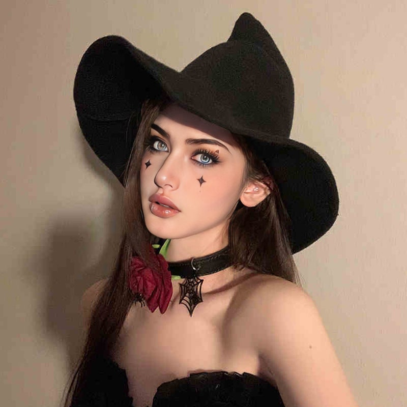 Cotton Witch Hat, Foldable Magic Hat for Women, Halloween - Image 3