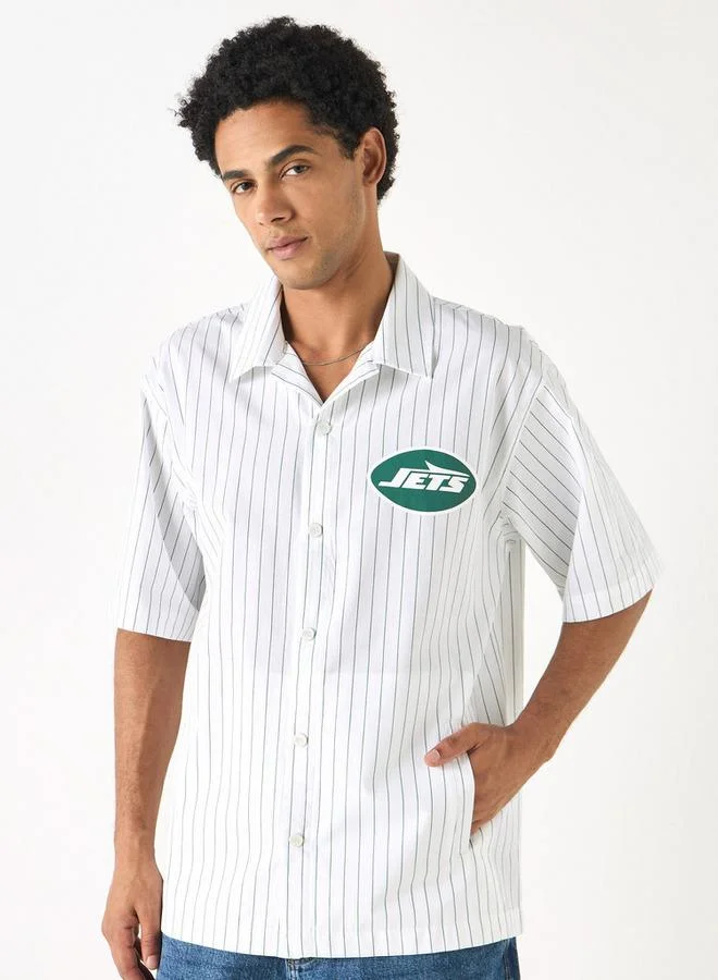 The New York Jets Logo Print Shirt with Short Sleeves