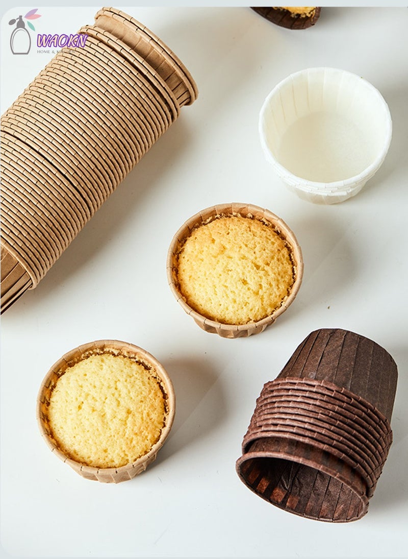 WAOKN Pack of 50 Disposable Roll-Up Cups Baking Paper For Cupcakes Paper Muffin Cupcake Moulds Baking Cups Muffin Moulds for Wedding Birthday Party Brown - Image 5