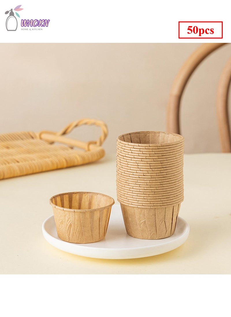 WAOKN Pack of 50 Disposable Roll-Up Cups Baking Paper For Cupcakes Paper Muffin Cupcake Moulds Baking Cups Muffin Moulds for Wedding Birthday Party Brown - Image 1