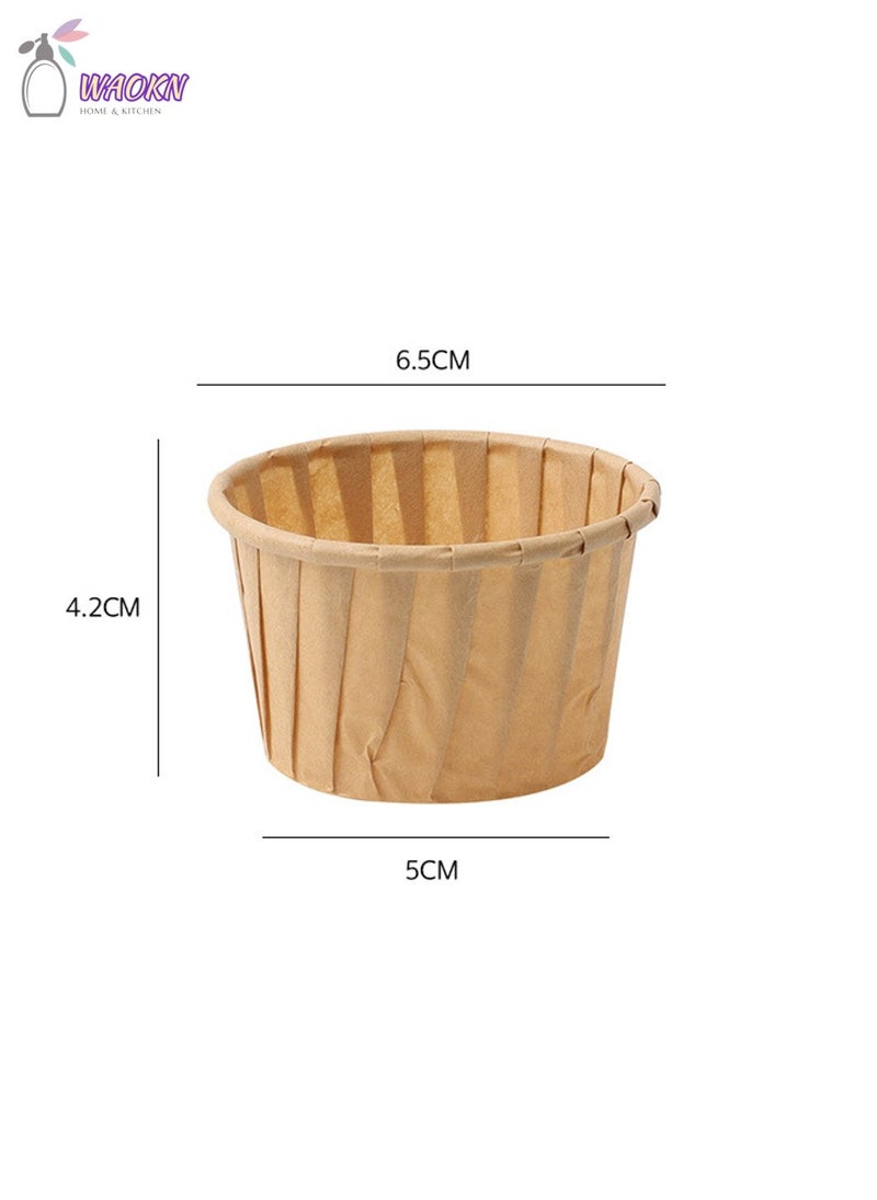 WAOKN Pack of 50 Disposable Roll-Up Cups Baking Paper For Cupcakes Paper Muffin Cupcake Moulds Baking Cups Muffin Moulds for Wedding Birthday Party Brown - Image 2