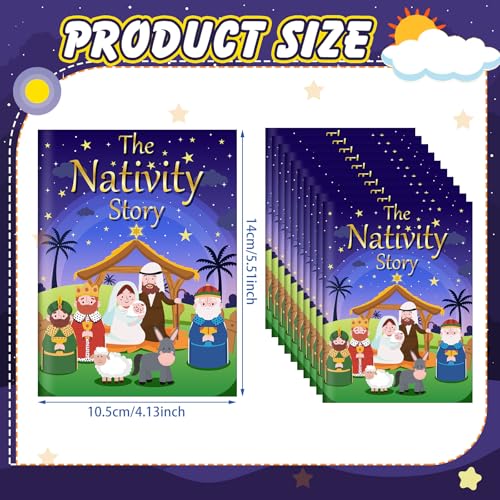 Moinchore 30 Pcs Small Christmas Nativity Story Books Bulk 41x55 Inch Bible Christian the Nativity Story of Jesus Birth Books Religious Prizes for Party Sunday School Church Bag Filler - Image 5