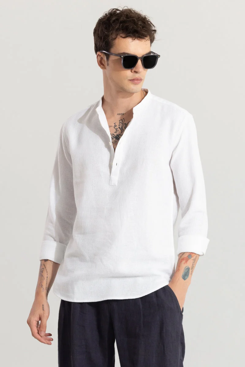 SNITCH Mandarin Line White Kurta