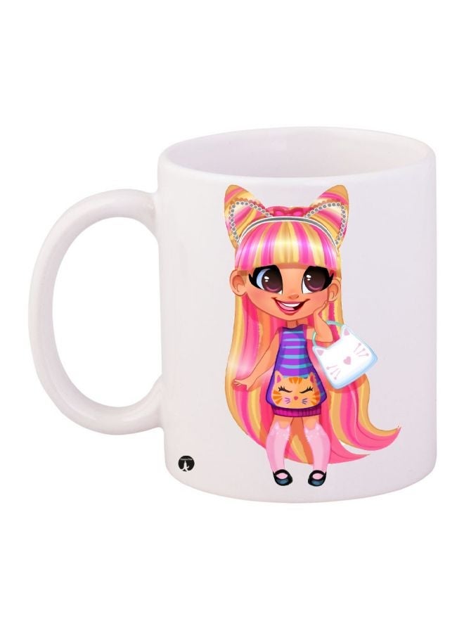 RYN Hairdorables Doll Printed Coffee Mug White/Pink/Purple 11ounce