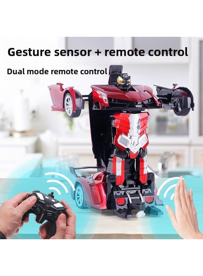 Popular Remote Control Car Gesture Induction Deformation Car Children's Deformation Robot Large Remote Control Toys-Color:1:12 Lanbo [tuhao Gold] 2.4g With Car Body Battery 777  - Image 5