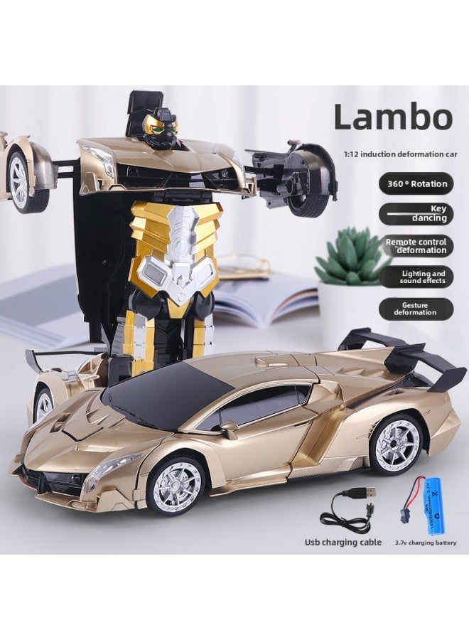 Popular Remote Control Car Gesture Induction Deformation Car Children's Deformation Robot Large Remote Control Toys-Color:1:12 Lanbo [tuhao Gold] 2.4g With Car Body Battery 777  - Image 1