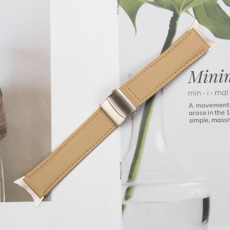 erorex For Google Pixel Watch / Watch 2 / 3 41Mm Lychee Texture Starlight Turtle Back Buckle Leather Watch Band(Camel) - Image 4