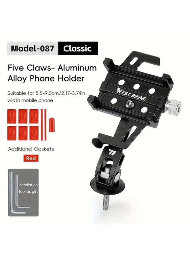 West Biking Aluminum Alloy Bike Stem Phone Mount Adjustable Cycling Holder Basic Red - Image 1