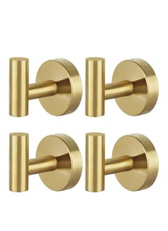 KASTWAVE Wall Towel Hooks Coat Hook Bathroom Robe 304 Stainless Steel Heavy Duty Door Hanger Towel Robe Clothes Cabinet Closet Sponges Hook Bathroom Bedroom Kitchen Hotel Pool 4 Packs (Gold)  - Image 1