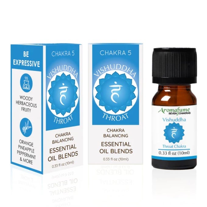 THROAT CHAKRA ESSENTIAL OIL DIFFUSER BLEND BY | 3 X 10ML/0.33 FL OZ | VISHUDDHA | AROMATHERAPY OILS FOR CHAKRA BALANCE | PEPPERMINT & LAVENDER EXTRACTS | INCENSE FOR MEDITATION, YOGA, REIKI