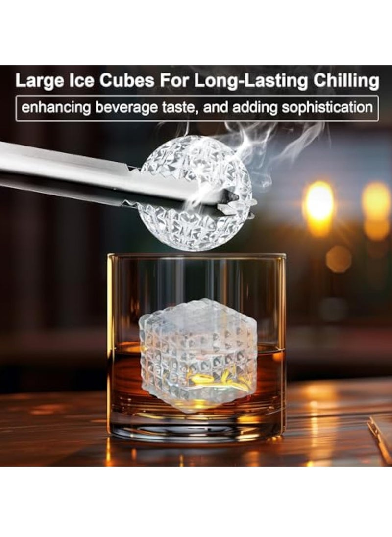 KASTWAVE 2Pcs Silicone Large Ice Cube Moulds, Silicone Ice Cube Tray, Reusable Angular Texture Ice Ball Mould and Square Ice Cube Moulds, Large Square Ice Cube Tray and Sphere Ice Ball, for Cocktails, Drinks  - Image 2