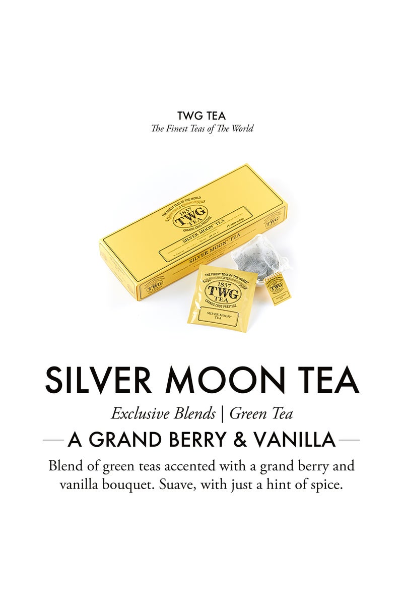 TWG Tea Silver Moon Tea | Green Tea | Grand Berry & Vanilla | 15 Hand Sewn Cotton Teabags | Gift Set - Image 3