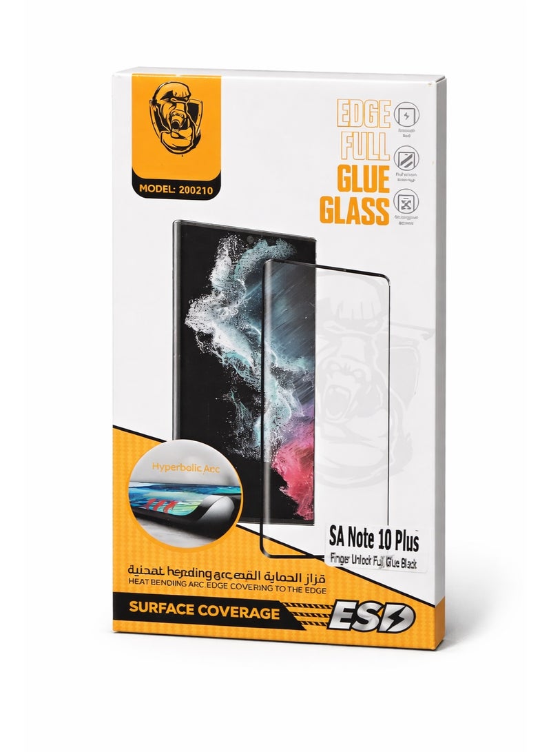 اي اس دي واقي شاشة زجاجي مقوى لاصق بالكامل لهاتف سامسونج جالاكسي نوت 10 بلس - شفاف عالي الدقة من الحافة إلى الحافة مع دعم بصمة الإصبع - Image 2